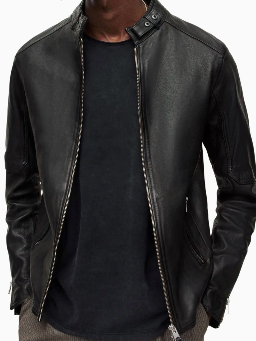 All Saints Cora Black Leather Motorcycle Jacket - Picture 2 of 10